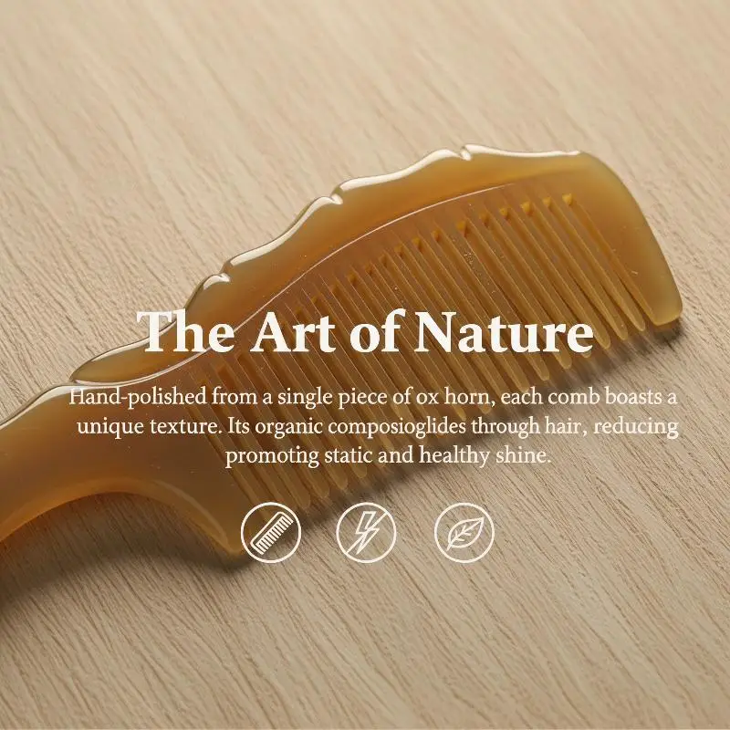 

Premium Ox Horn Comb Detangling Hair Brush Anti Static Gentle Scalp Massager Perfect for Thick Curly Hair