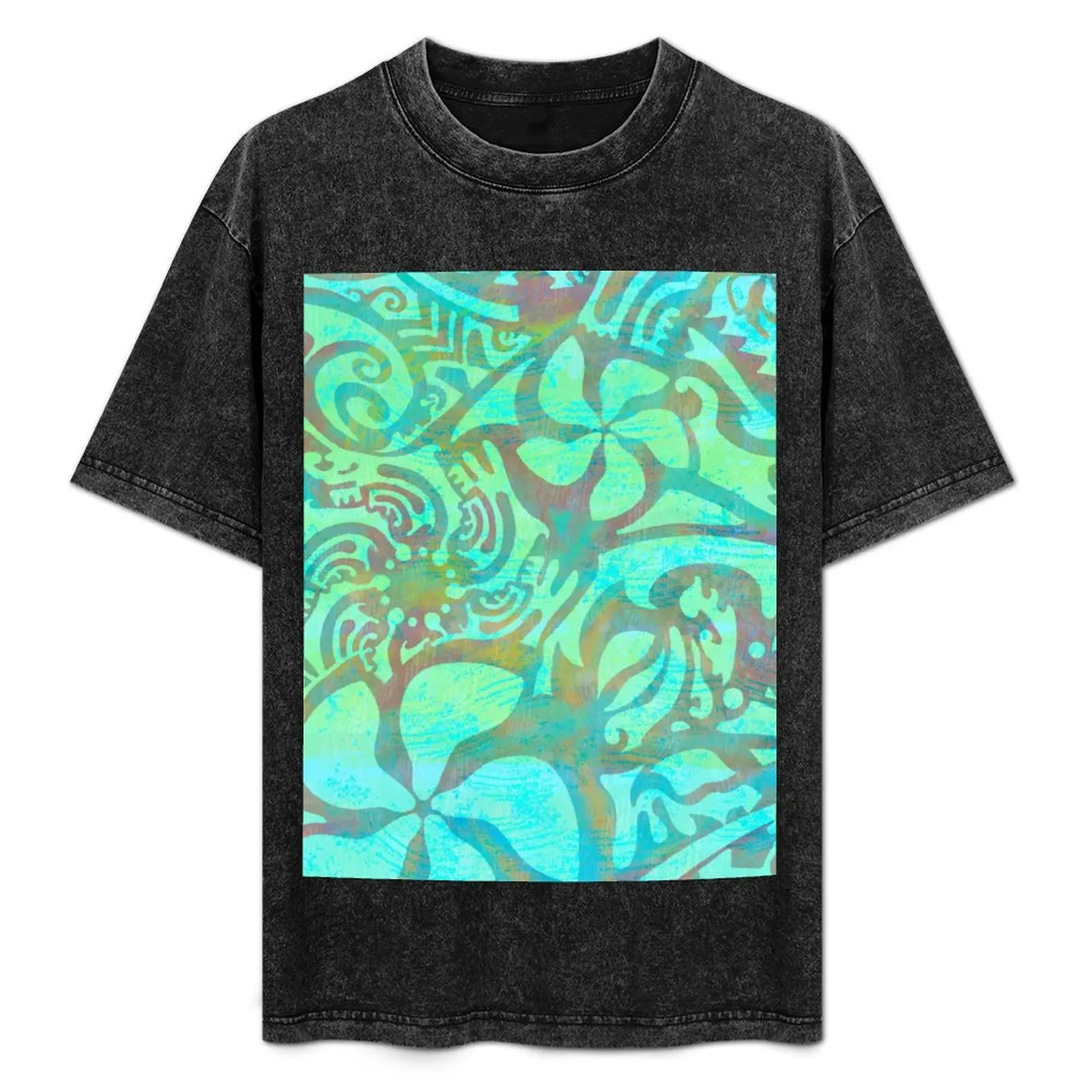 

Polynesian Teal Print T-Shirt Quick Dry Fishing T-Shirt