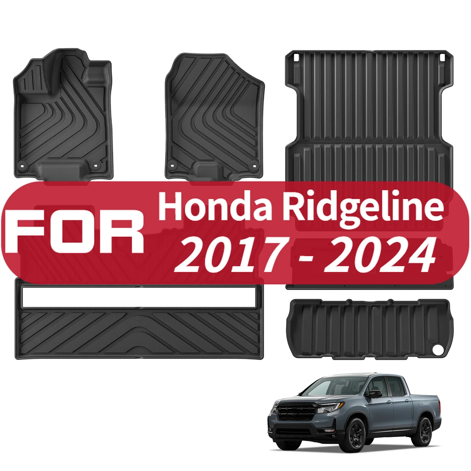 

Для Honda Ridgeline 2017-2024 TPE 3D автомобильные коврики, вкладыш для багажника, подставка для багажника, лоток без запаха, аксессуары, черный