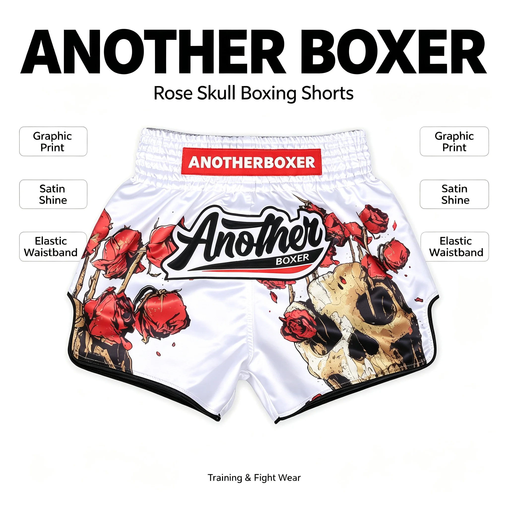 Athletische Muay Thai Shorts für Herren, Damen und Jugendliche, Glänzende Satin-Boxershorts, Locker Geschnittene Trunks für Kickboxen, MMA und Kampftraining