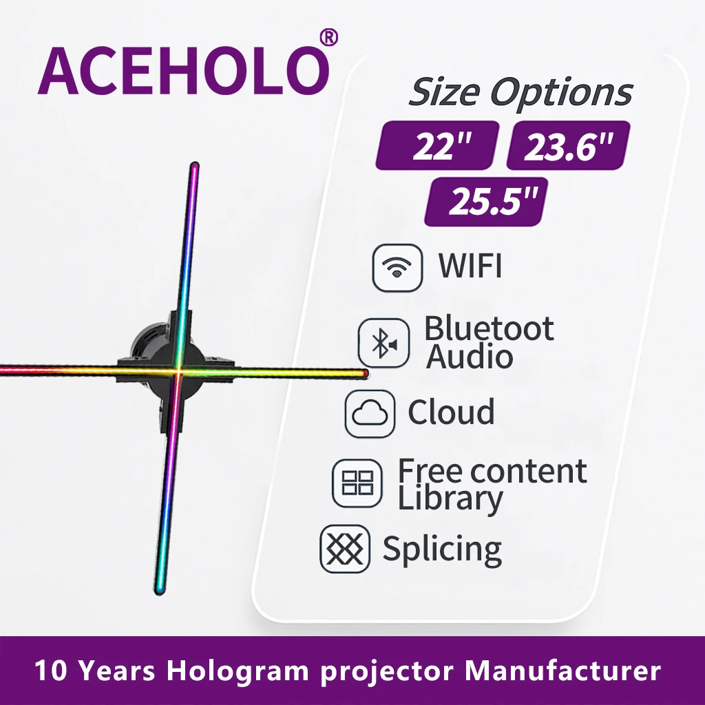 

22 inch 3D Hologram Fan Display Advertising Projector LED Wall Mounted Digital Rotating Fan for Business Visual Promotion