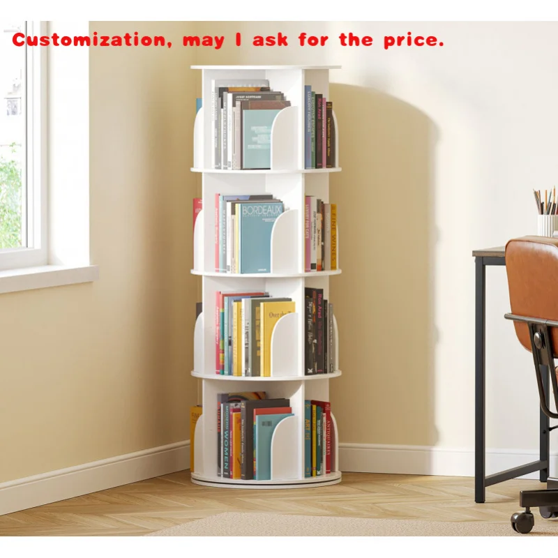custom.Revolving 360 Book Shelf Tower Storage Round Carousel Spinning Bookcase Lazy Susan 4 Tier Rotating Bookshelf