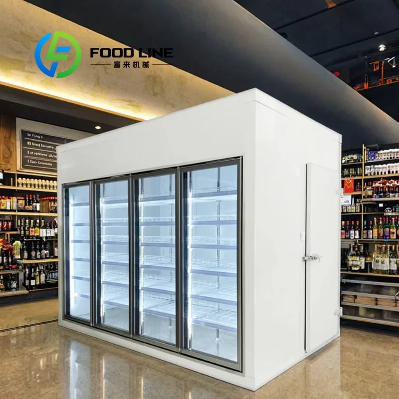 Beverage Display Walk-in Refrigerated Storage Room Optimized Air Circulation Distributes Cold Air For Uniform Drink Cooling