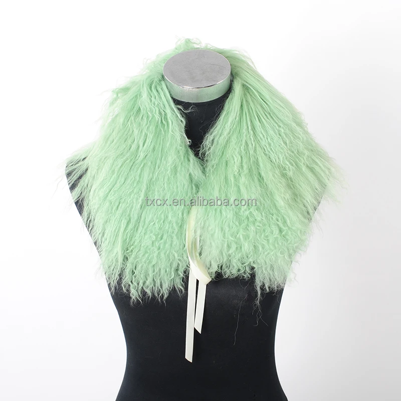 Curly Genuine Mongolian Lamb Fur Collar Soft Warm Elegant Fashionable for Outerwear