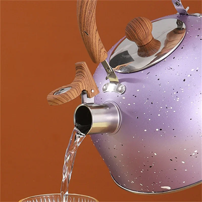2L/3L Stainless Steel Whistling Kettle with Whistle for Gas Stove Electric Ceramic Cooktop Home Kitchen Thickened Whistle Kettle