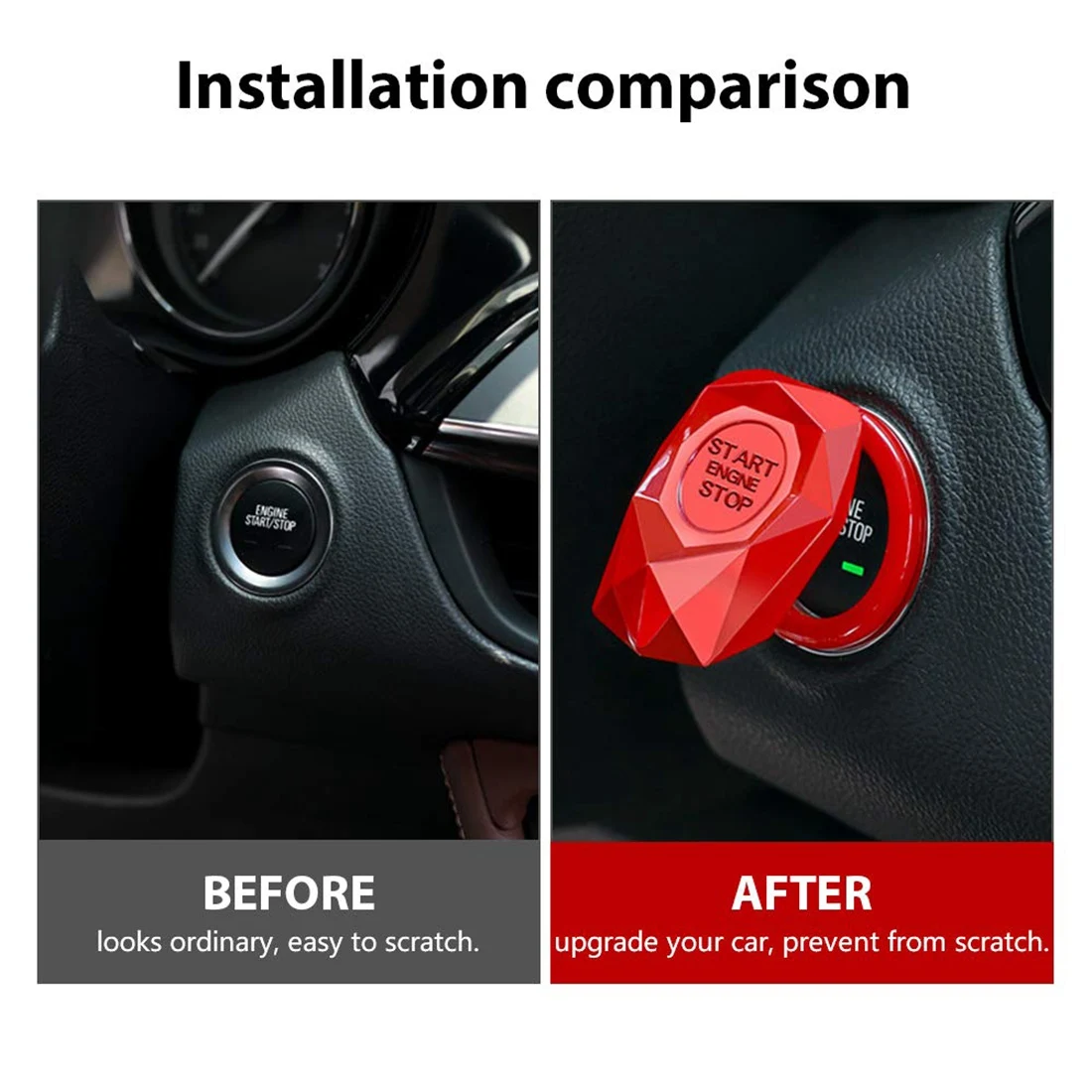 

Car Engine Start Stop Button Cover Trim Push Button Switch Interior Accessories Car Decorative Start Stop Button Caps