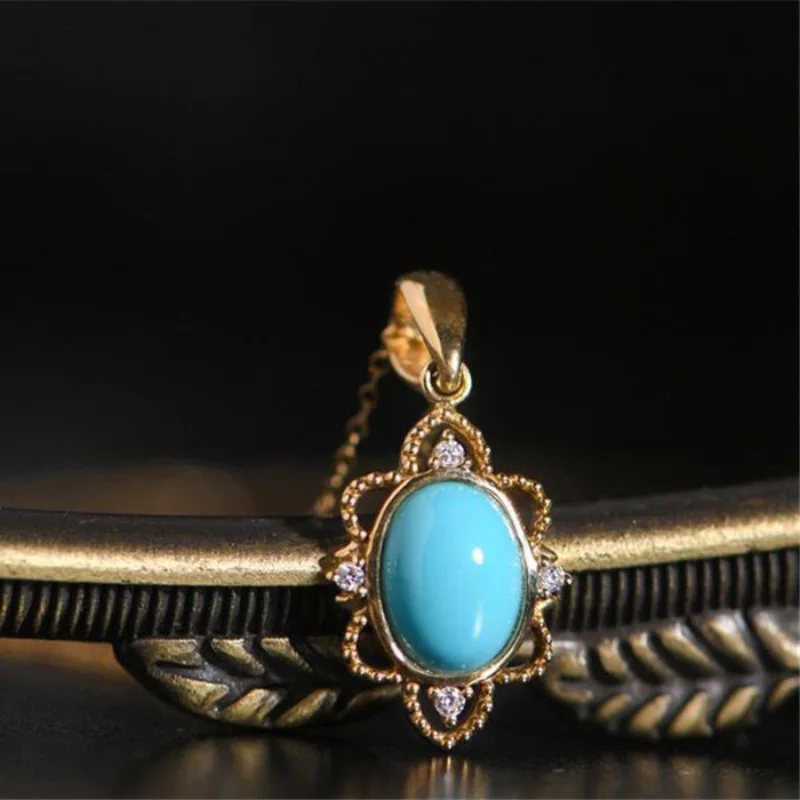 Classic craftsmanship charm luster turquoise necklace oval fashionable High quality blue collar chain wedding fine jewelry