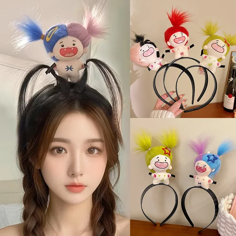 New Cartoon Girls Hairband Funny Plush Doll Headbands Hairstyle Fixing Tool Headwear Headband for Women Girl Hair Accessories