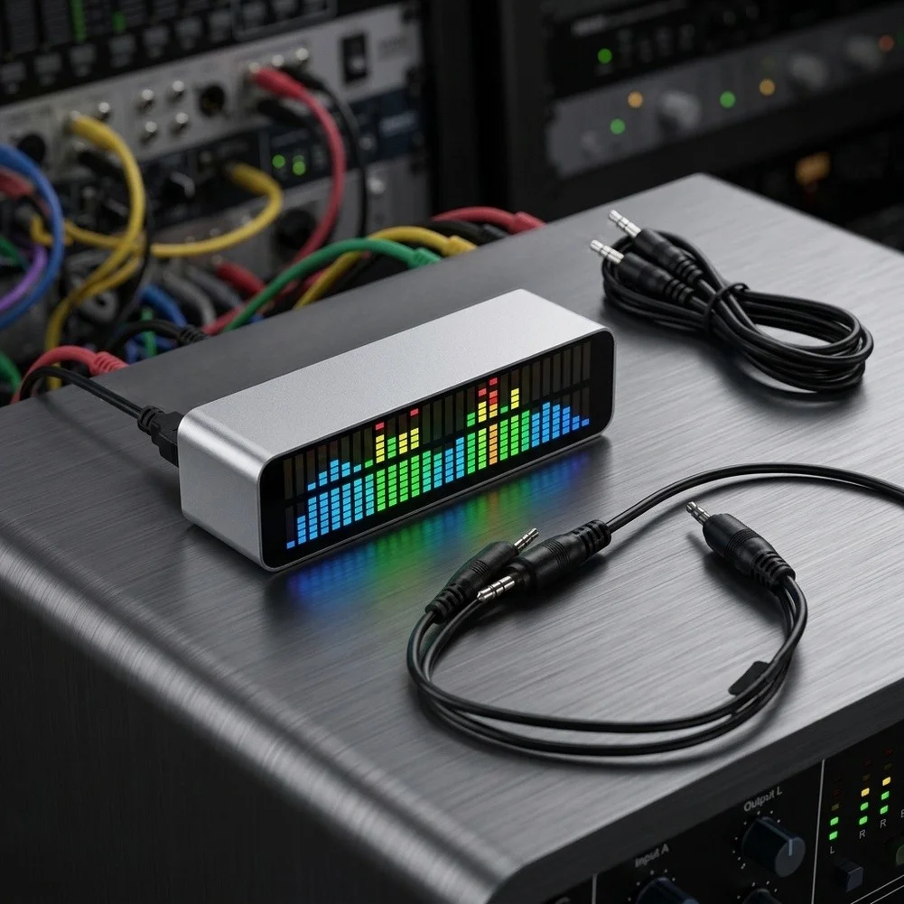 Rack-mountable LED Level Meter For Stage Production 32-bit Dual Channel Aerospace Aluminum Alloy Housing For Mixers