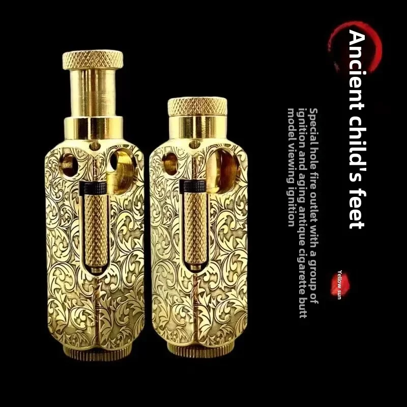 

Heavy Trench Handmade Brass Lighter Flamido Side Pulley Ignition Special-shaped Lighter Retro Collectible Smoking Accessories