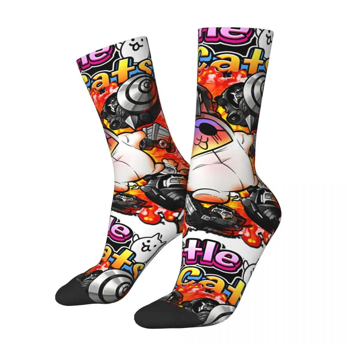 

Hip Hop Vintage Cool And Fun Crazy Men's compression Socks Unisex B-Battle Cats Harajuku Seamless Printed Funny Novelty Happy