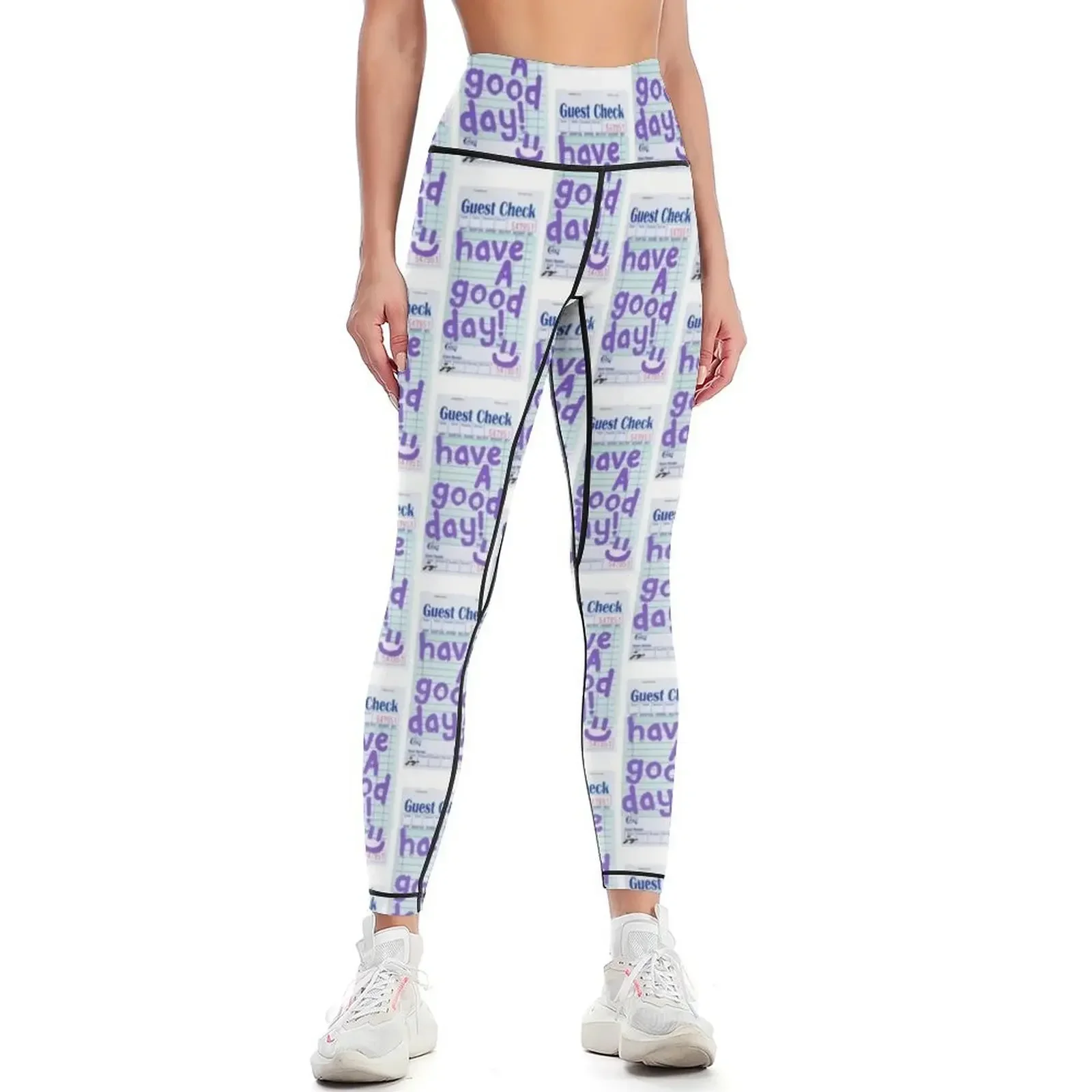 Have a Good Day :) Guest Check Art (Purple) Leggings Golf wear Tight fitting woman trousers Fitness woman Womens Leggings