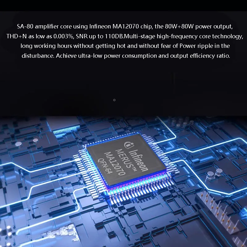 MA12070 หลอดเครื่องขยายเสียง 80W * 2 6H3N หลอด HIFI Audiophile เครื่องขยายเสียงเบสสูงปรับ Double BALANCE วงจร