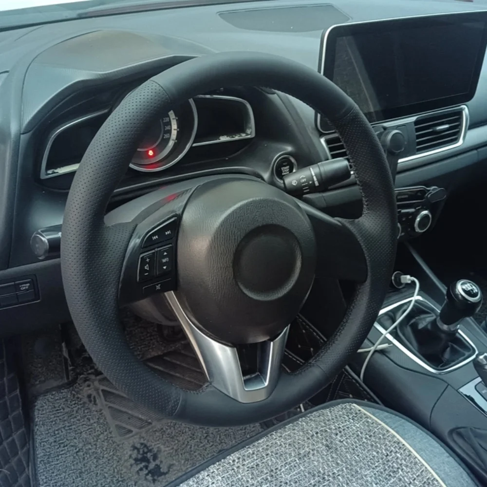 Hand-stitched Black Wear Resistant Steering Wheel Cover Artificial leather For New Mazda 3 CX-3 2016 CX-5 CX5 Atenza 2014