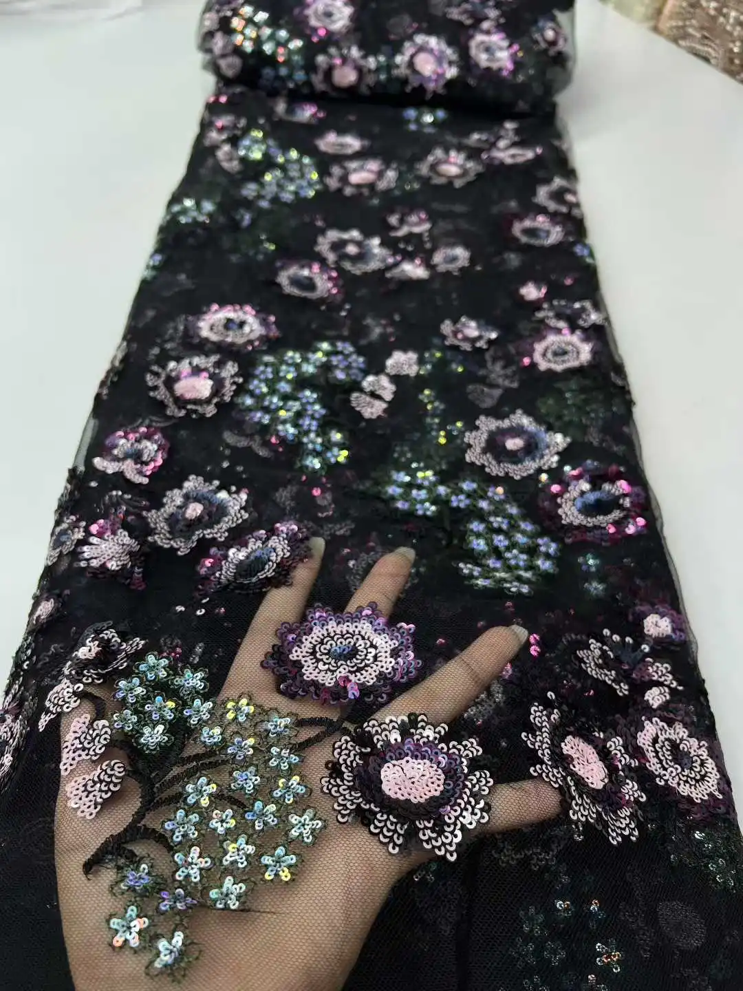 2025 جودة عالية جديد بولي اليدوية الفاخرة الترتر الأفريقي أقمشة الدانتيل مطرز الفرنسية النيجيري أقمشة الدانتيل لفستان خياطة