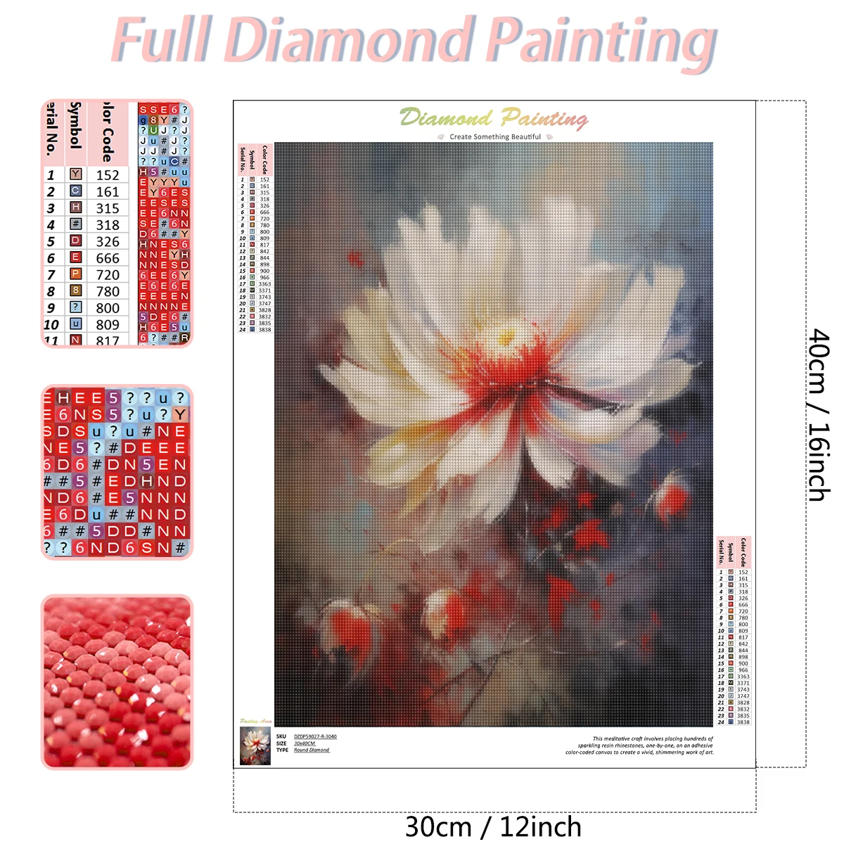 RUOPOTY Diamond Painting 5D DIY Flower Embroidery Full Square/Round Drill Cross Stitch Kit Handwork Home Decor Crafts