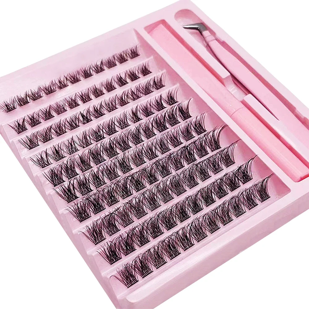 DIY Lash Clusters Extension Kit 110 Clusters  Bond Individual Lashes Kit Cluster Lashes Wispy D Curling False Eyelash Clusters