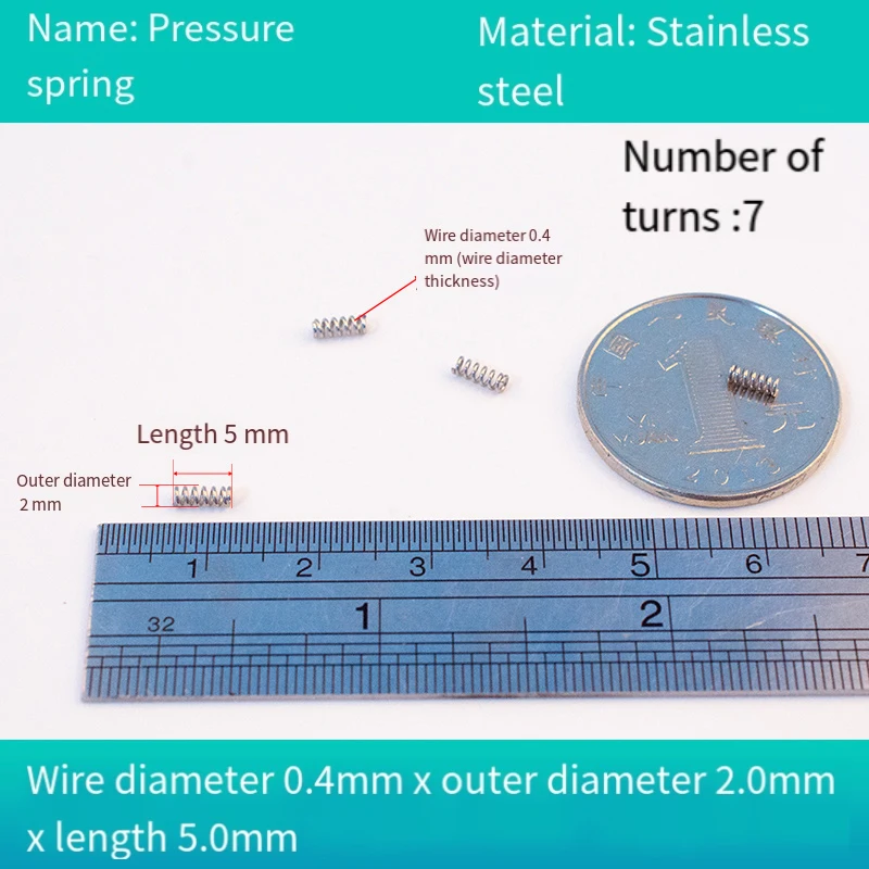 Compression Spring Wire Diameter 0.4mm Cylidrical Coil Small Return Compressed Springs Release Pressure Spring Steel 20Pcs
