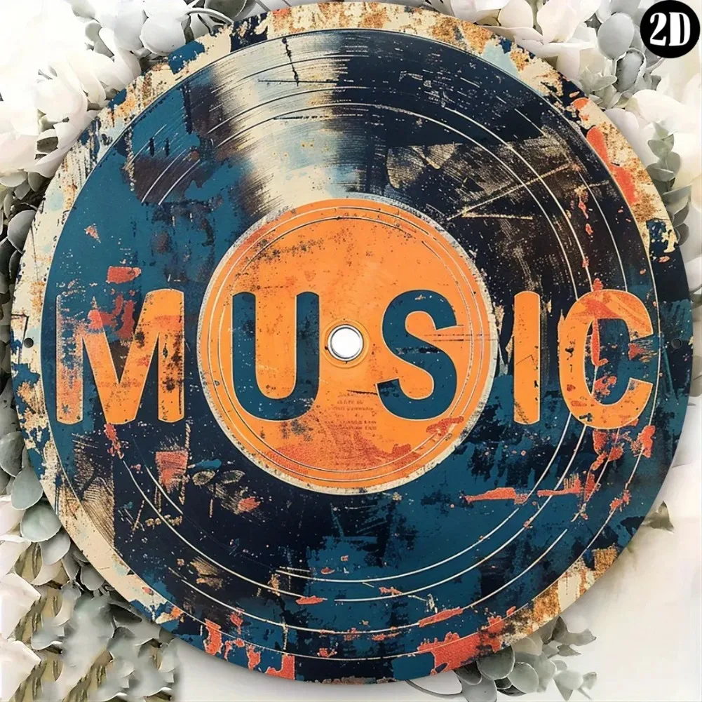 1PC Retro Black Vinyl Record Aluminum Tinplate Art - Farmhouse/Home Metal Wall Decor | Vintage Music Sign