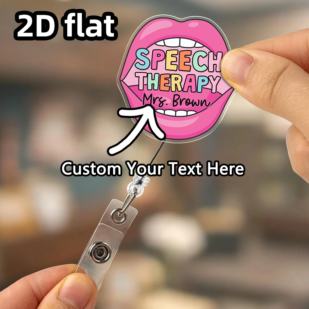 Speech therapist custom name tag hanger | SLP name tag holder customization - Speech pathologist name label holder