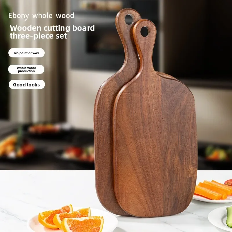 Planche à découper portable en bois d'acacia avec poignée, plateau de service pour le camping en plein air, assiette à steak créative pour la cuisine, le barbecue et le pique-nique