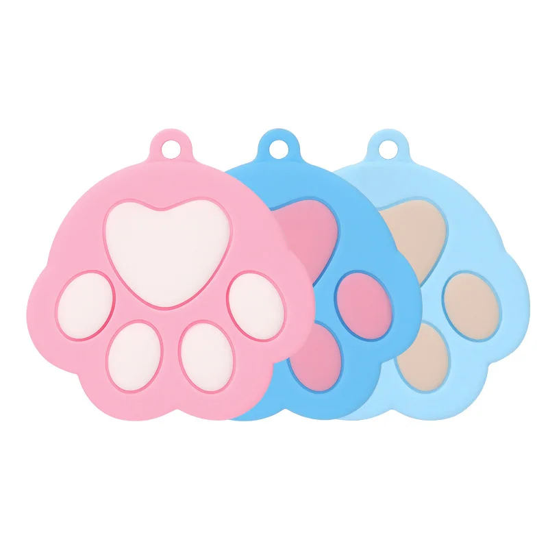 Silicone Canned Lid Sealing Cover Pet Food Can Lids in Three Colors with Cute Footprints For Dog And Cat Canned Food Pet Supplie