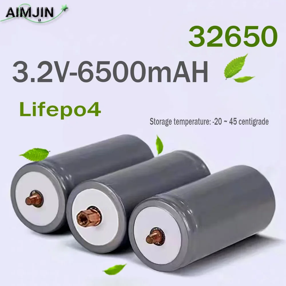 32650 Lifepo4 3.2V 2000 Cycles of 6500mAh Cylindrical Lithium Cells for for DIY Pack Ebike 12V 24V Battery+Screws
