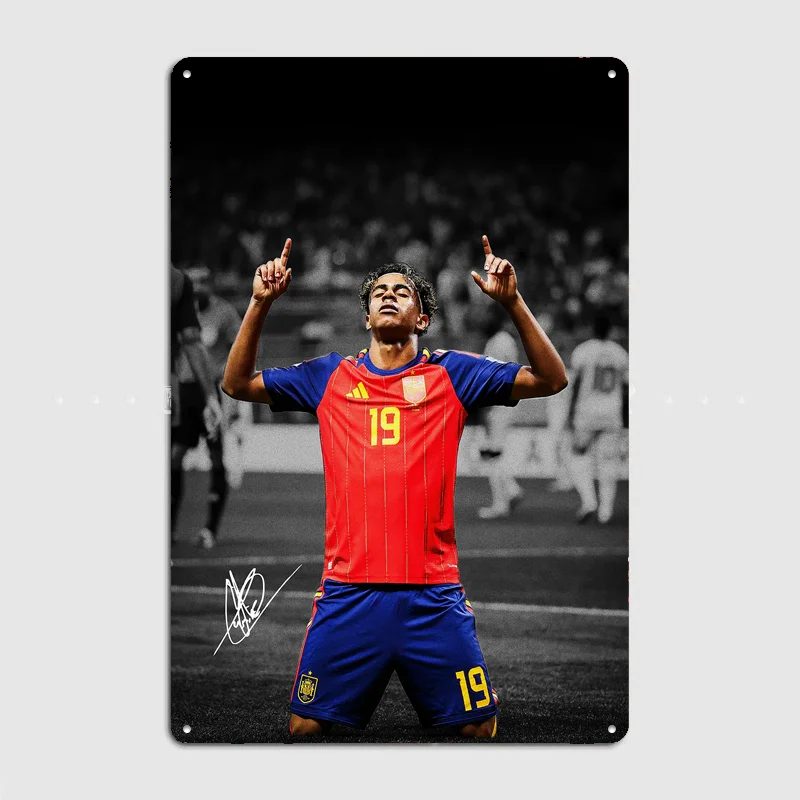Lamine Yamal Football Player Poster Metal Posters Living Sign Indoor Outdoor Room Decoration Home Bar Decor Wall Decor