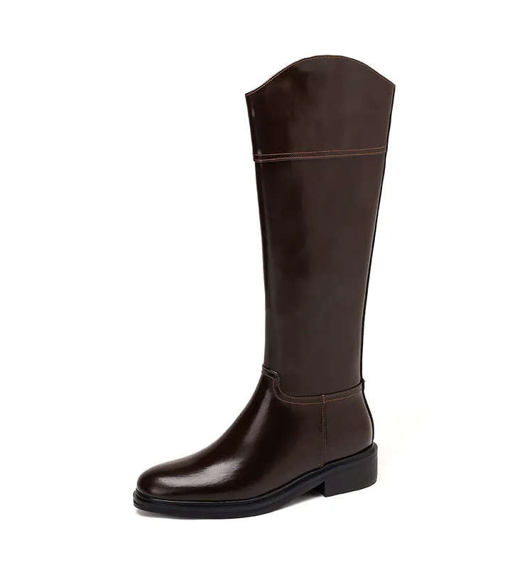 2025Ladies' Autumn and Winter Flat Knee High Women's Boots with Round Toe, Low Heel, and Midsole, Ladies' Oversized Knight Boots