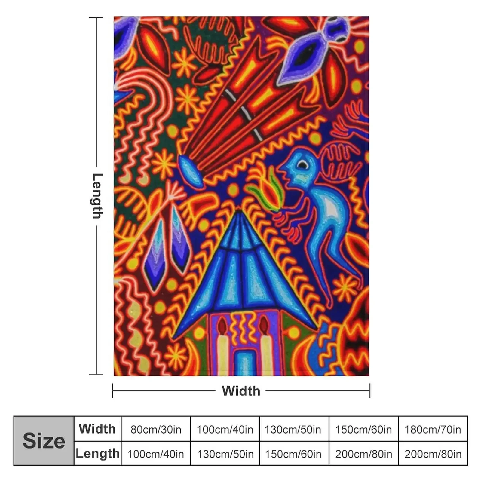 Huichol textile Throw Blanket Furry Bed covers wednesday Blankets