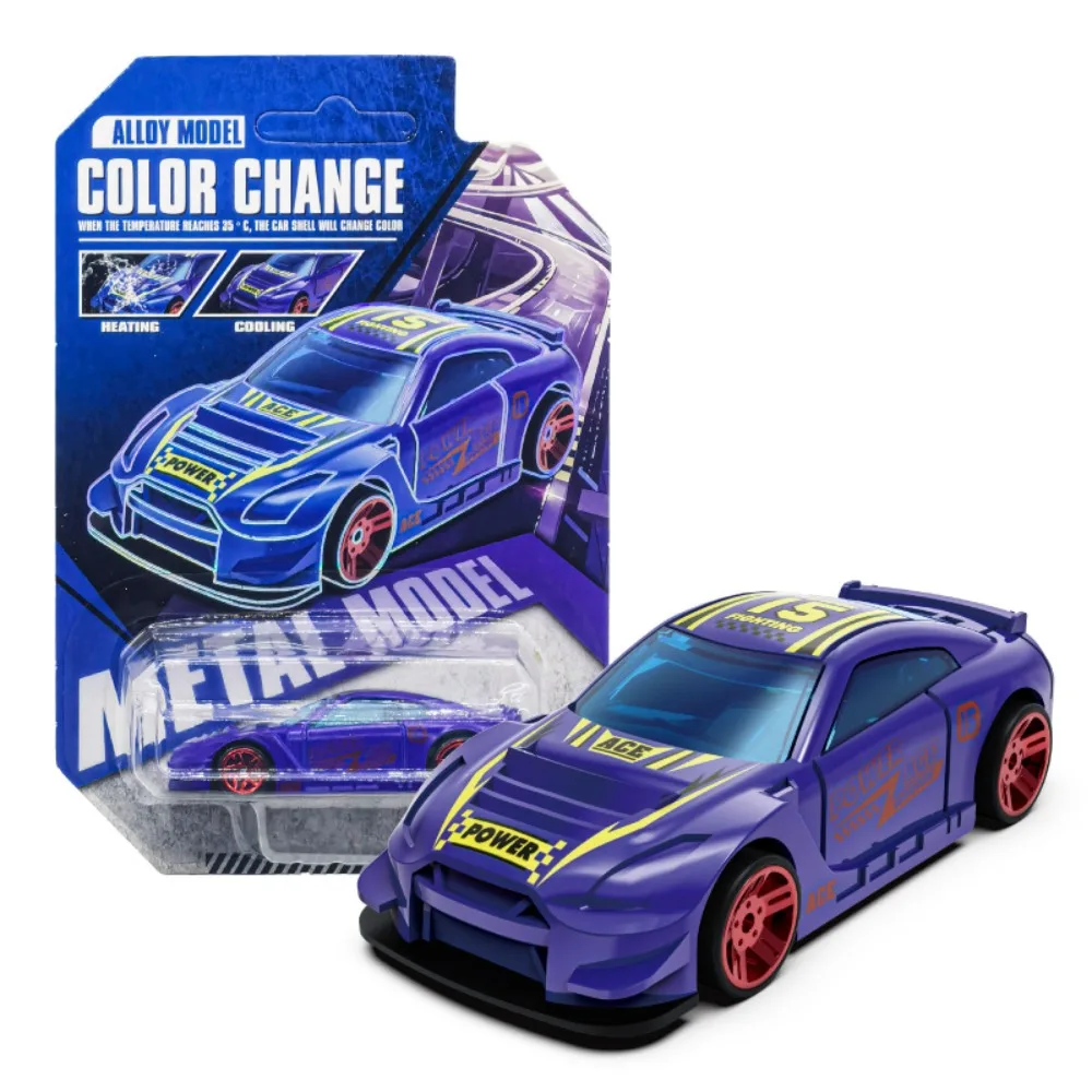 1:64 Scale Color Changing Car Temperature Sensitive Vehicle Plastic Racing Car Model Crash-Resistant Alloy Pull Back Car