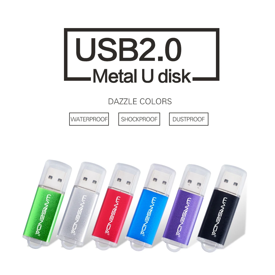 WANSENDA USB-Flash-Laufwerk 32 GB Pen Drive 8 GB 16 GB 64 GB 256 GB Mini-Stick USB-Speicherstick 2.0 128 GB Metall-U-Disk