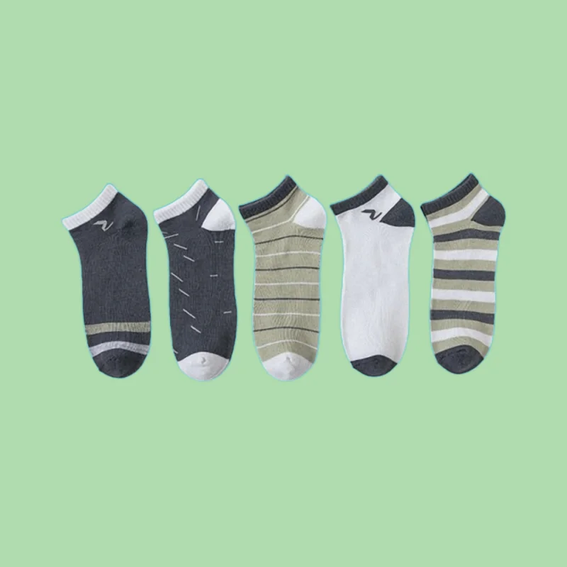 

5/10/15 Pairs Top Quality Men's Spring And Summer Socks Brown Striped Cotton Socks All-match Trendy College Style Casual Socks