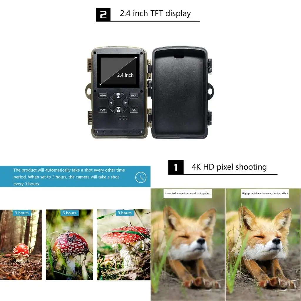 كاميرا الحياة البرية مقاومة للماء الكاميرا كاميرا واسعة الزاوية الزاوية بسرعة