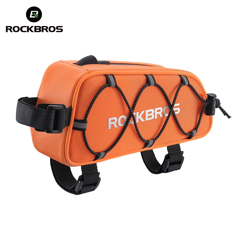 ROCKBROS Bicycle Top Tube Bag Reflective 0.9L Mountain Road Bike Front Bag Polyester Cycling Storage Bag MTB Bicycle Accessories