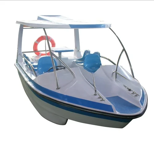 Outdoor water amusement electric boat with 6-person seat fiberglass party boat with two battery for sale