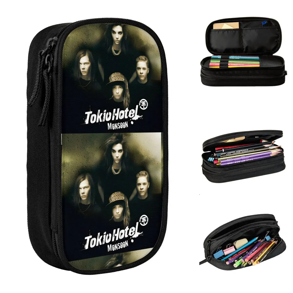 

Tokio Hotel Logo (3)-bayingimg Pencil Case Zipper Pen Box Students Cute Large School Pencil Cases Stationery Organizer