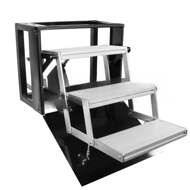 RV Steps 3 Steps Folding Electric/Manual Types Stairs with LED Light for RV Truck Trailer Camper Caravan Accessories