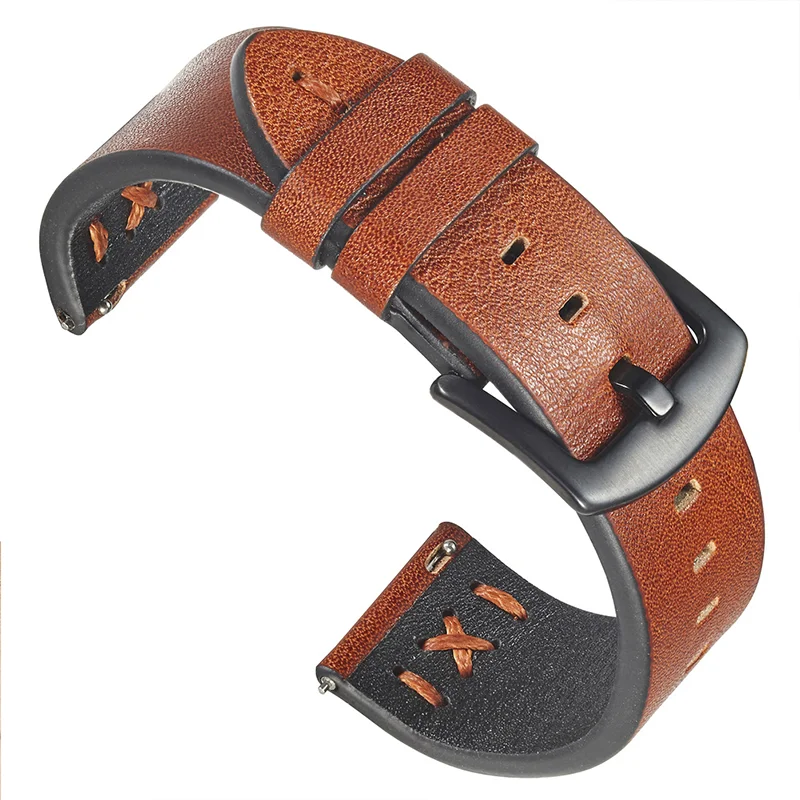 أحزمة جلدية أصلية لساعة سامسونج جالاكسي 6/5 برو/7/FE // 4/كلاسيك 20 مللي متر 22 مللي متر سوار amazfit GTS-GTR 4-3-2e-حزام ساعة صغير