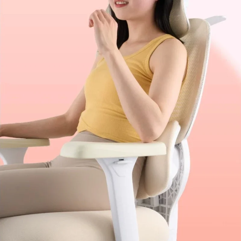 White Soft Wheels Office Chair Beige Upgrade Lazy Relaxing Computer Chair Swivel Occasional Silla De Escritorio Office Furniture