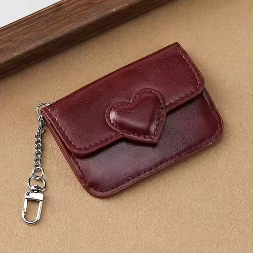 Women Lightweight PULeather Card Holder Cute Heart Shaped Small Wallet Multi-card Anti-magnetic Card Holder Travel Cash Coin Bag - Image 15