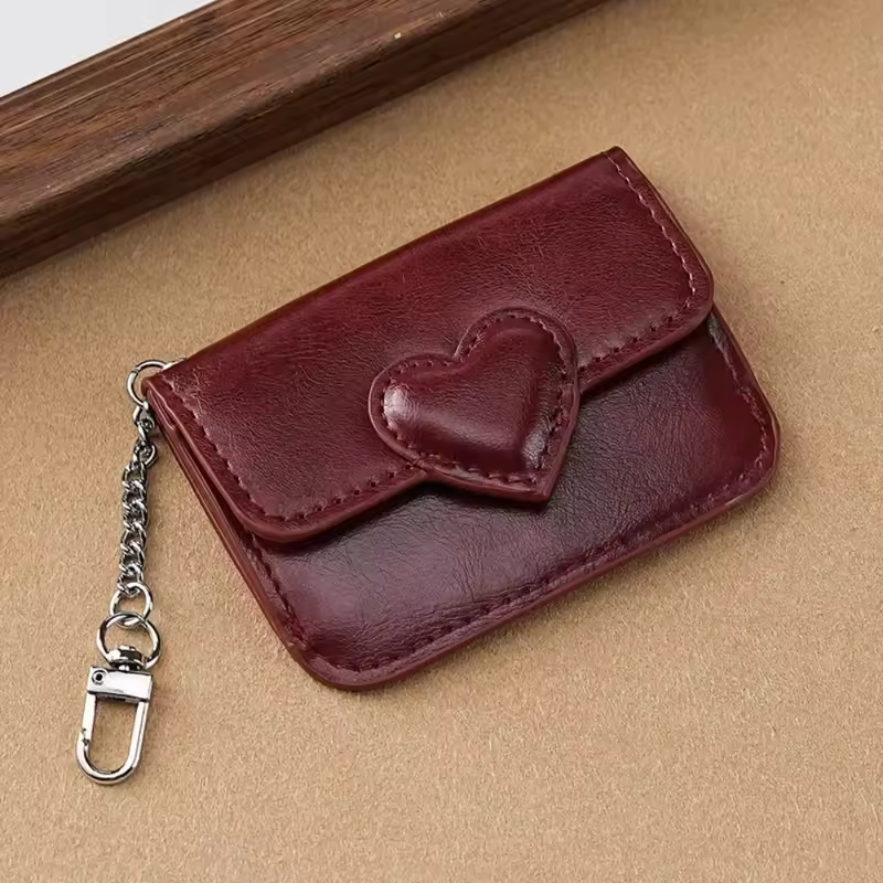 Women Lightweight PULeather Card Holder Cute Heart Shaped Small Wallet Multi-card Anti-magnetic Card Holder Travel Cash Coin Bag - Image 15