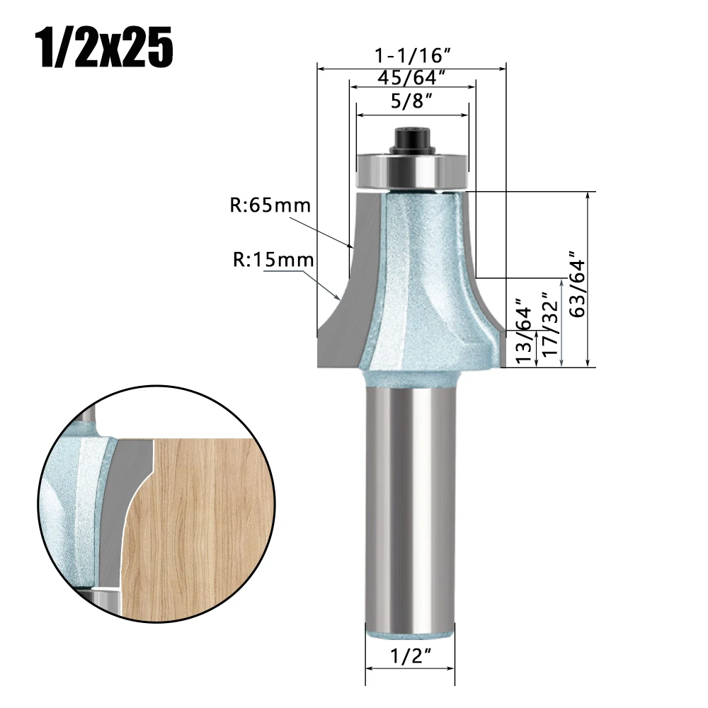 8mm 12mm 1/2′′Shank Undermount Bowl Bit Rouuter Bit Cutting Carbide Alloy With Woodworking Tool