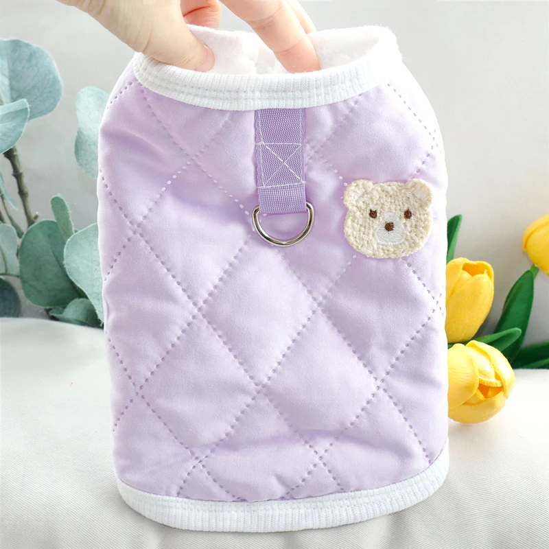 Traction Puppy Clothes Winter New Coat Teddy Warm Pullover Sweatshirt Chennai Solid Colour Down Jacket Popular Dog Cotton Coat