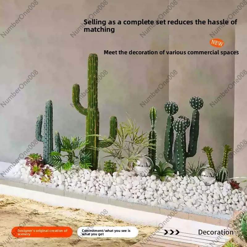 Simulation cactus landscaping spherical tropical plants potted plants, indoor large-scale landscape decoration ornament