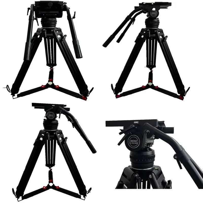 Heavy Aluminum Tripod with Fluid Head for Professional EFP and Broadcast CCTV Applications Supporting 100kg Load