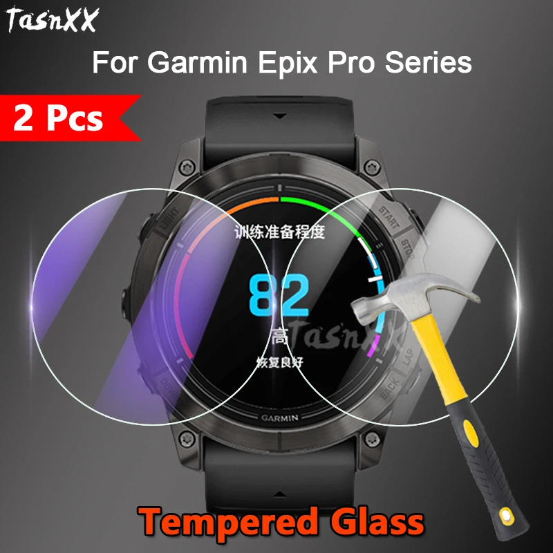 2Pcs For Garmin Epix Pro 42 47 51 mm SmartWatch Ultra Slim Clear / Anti Purple Light 2.5D Tempered Glass Screen Protector Film