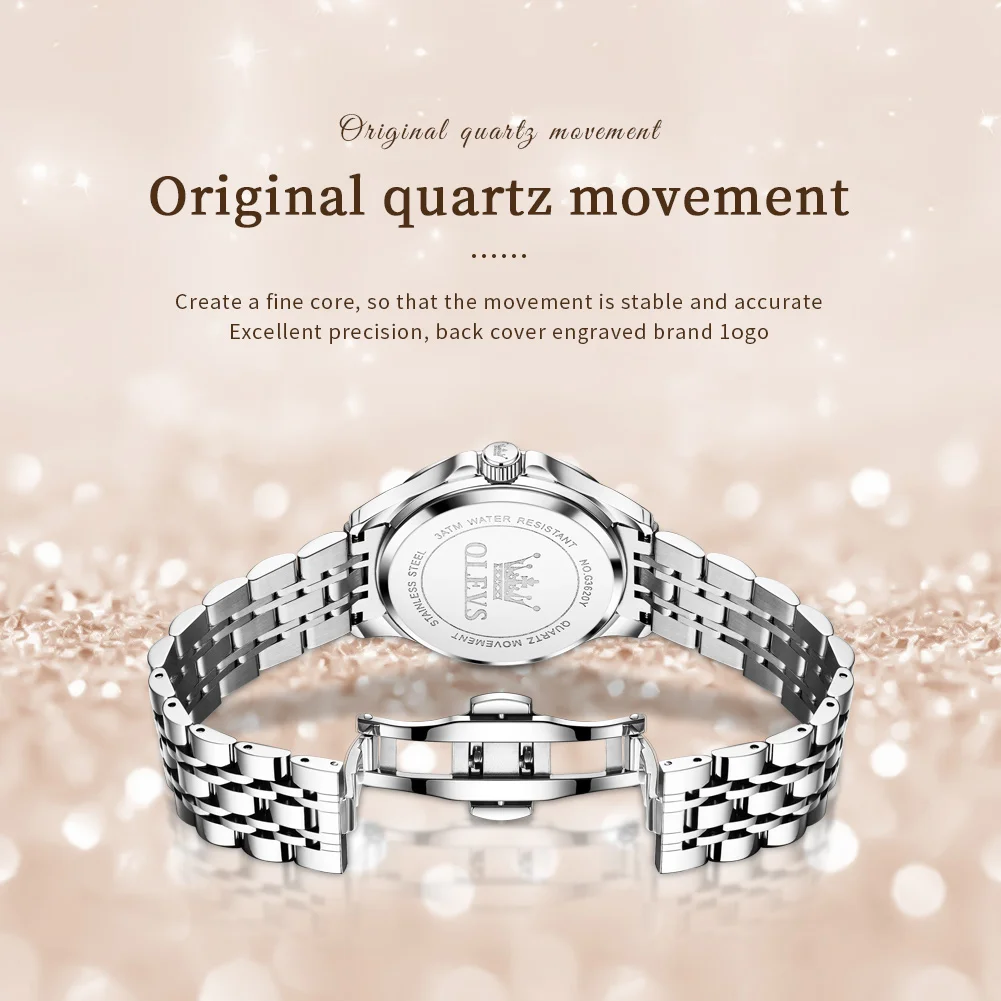 OLEVS 3620 Couple Watches Business Original Waterproof Luminous Quartz Watch Dual Calendar Display Wristwatch For Men And Women
