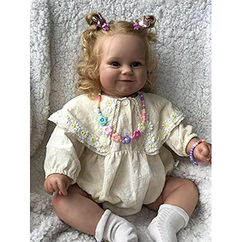 

60cm New Reborn Maddie Girl Doll with Rooted Blonde hair Soft Cuddle Body Toys For Kids