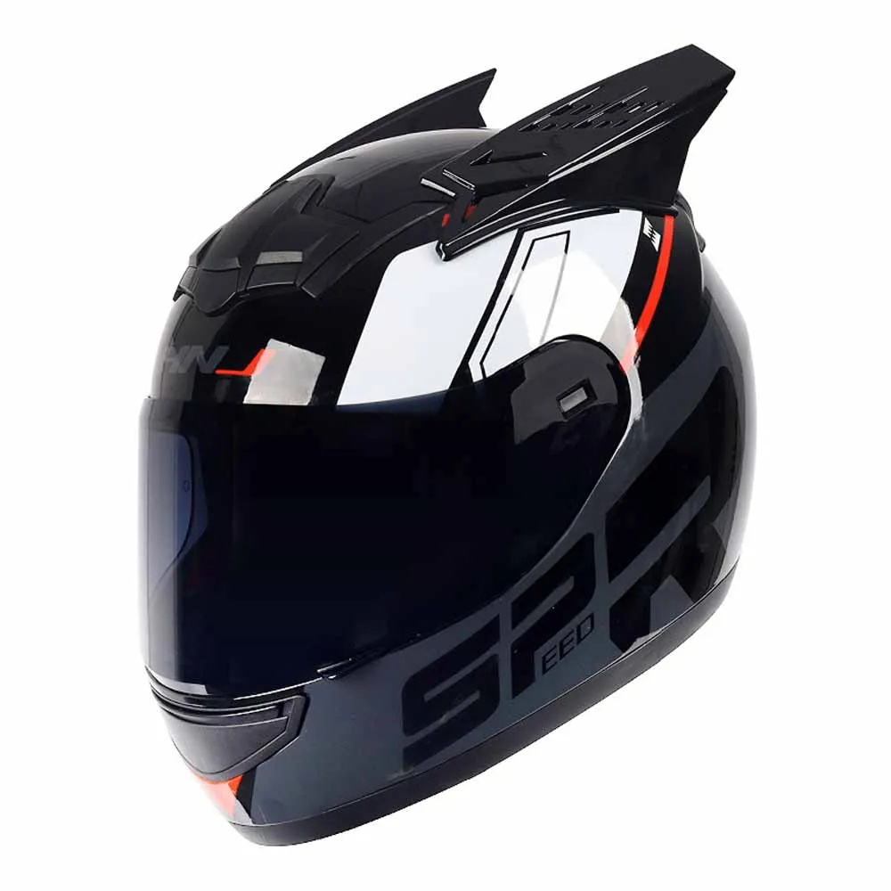 Black Red Shark Black Horns Full Face Biker Helmets Wear-Resistant Motocross Kask Breathable Racing Helmets Anti-Fall Protection